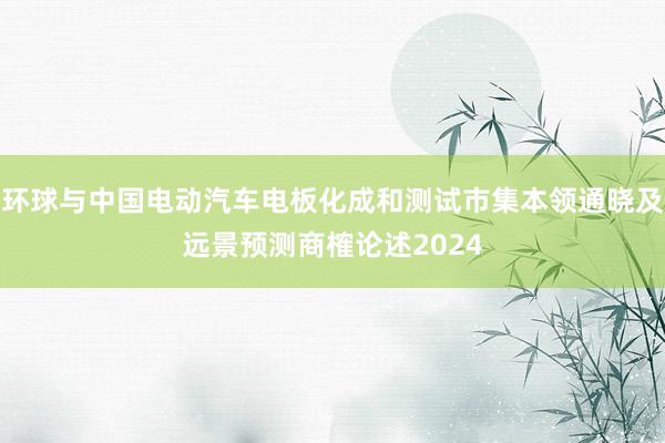 环球与中国电动汽车电板化成和测试市集本领通晓及远景预测商榷论述2024