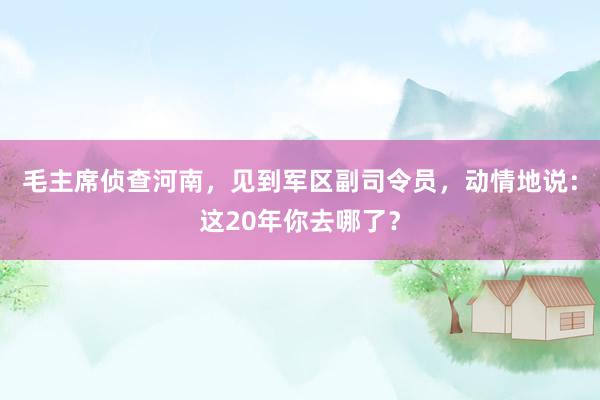 毛主席侦查河南，见到军区副司令员，动情地说：这20年你去哪了？